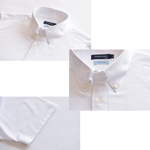 【日本製】 ワイシャツ メンズ ビジネス 半袖 ボタンダウン 吸水速乾 ノンアイロン 無地 イージーフォーマルシャツ ピンク(SHKN25-087-pi)